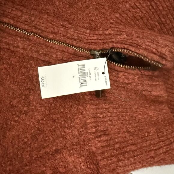 Banana Republic 1/4 Zip Sweater Large Red Mens Cotton Wool Preppy Academia New - Picture 8 of 10